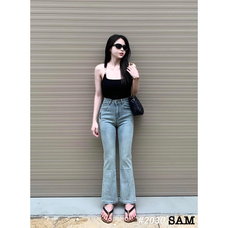 Quần Jeans Ống Loe Dáng Ngắn Hàng QC