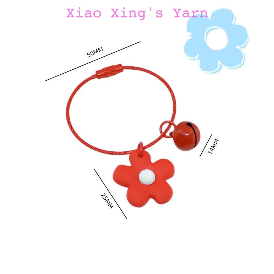 Móc khoá hoa chuông phối dây thép gài chắc chắn móc thú, chìa khoá nhiều màu sắc xinh xắn | Xiaoxingyarn