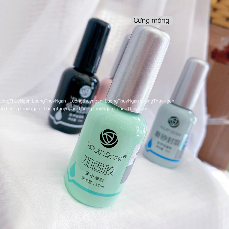 Bộ Base Top Cứng Móng Top Lì Hoa Hồng Chai 15ml