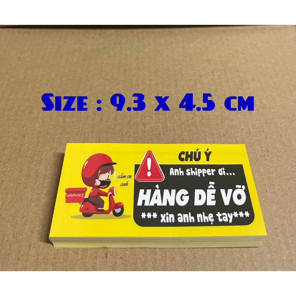 Tem nhãn dán decal hàng dễ vỡ - xấp 500tờ