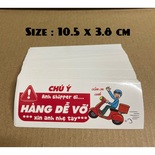 Tem nhãn dán decal hàng dễ vỡ - xấp 500tờ
