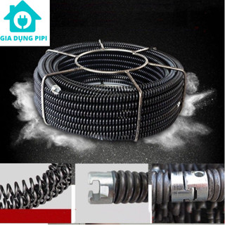 Dây thông tắc cống, bồn rửa dùng cho máy khoan 3M,6M,9M,12M,15M,18M dây lò xo phi 16 + 6 đầu thông + 1 đầu kết nối