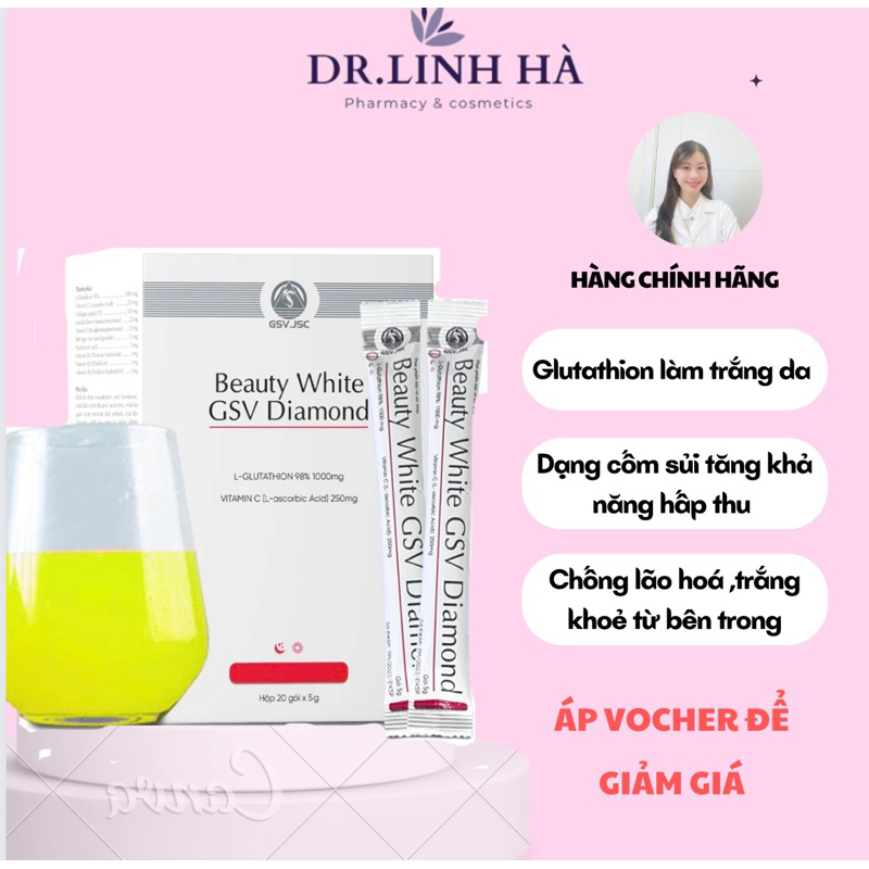 Glutathione 1000mg GSV làm sáng da chống lão hoá dạng sủi dễ hấp thu