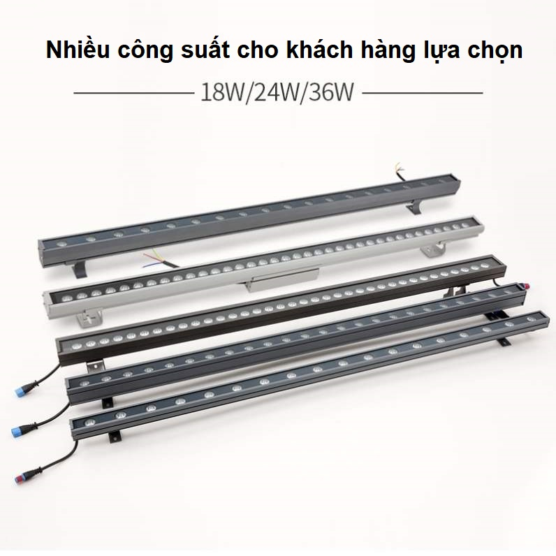 Đèn led thanh hắt ngoài trời dài 1m, điện 220v, thân nhôm, chống nước, nhiều công suất BH 24 tháng