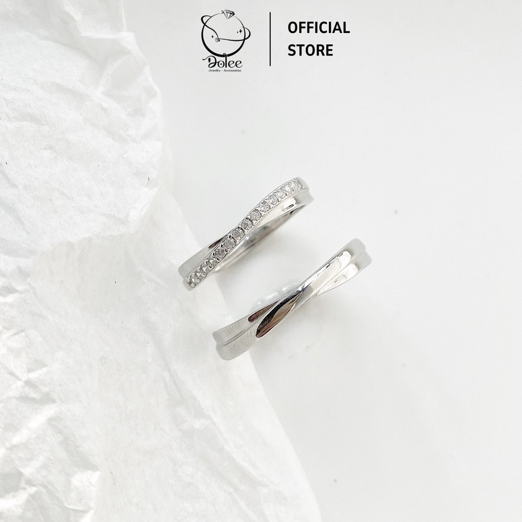 [FREESIZE] Nhẫn đôi nam nữ bạc 925 DoLee Silver tự điều chỉnh size, nhẫn cặp nam nữ freesize đính đá lấp lánh Infinity
