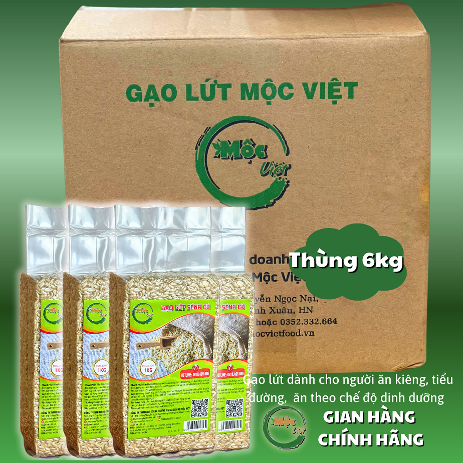 Thùng 6kg Gạo Lứt Séng Cù, Gạo đặc sản Lào cai Chính hãng Mộc Việt