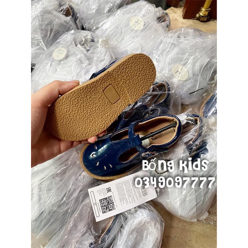 Giày Ballet Bé Gái Khoét Giọt Nước Da Bóng Navy GÊ