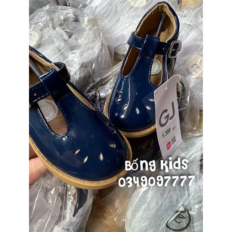 Giày Ballet Bé Gái Khoét Giọt Nước Da Bóng Navy GÊ