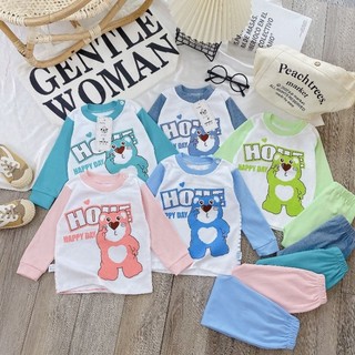 Bộ Quần Áo Cotton Nỉ Cài Vai Pha Tay Cho Bé 6-12Kg