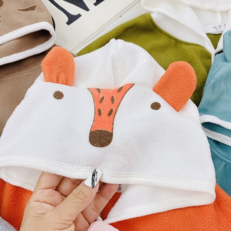 Áo Nỉ Choàng Mùa Đông 2 Mặt Chất Dày Dặn Cho Bé 5-16kg