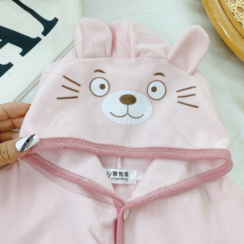 Áo Nỉ Choàng Mùa Đông 2 Mặt Chất Dày Dặn Cho Bé 5-16kg