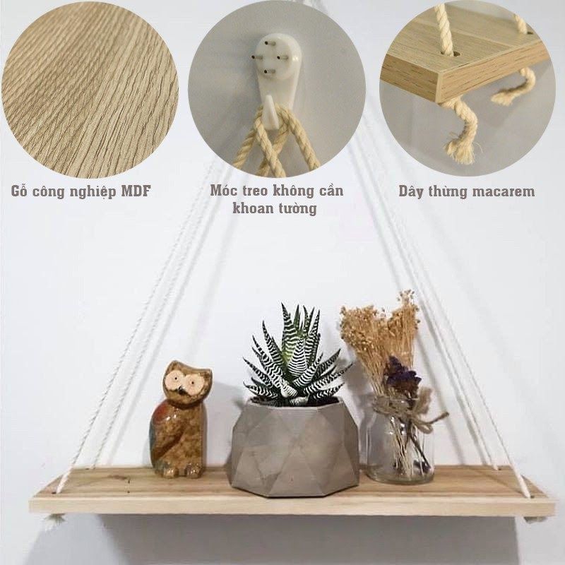 Kệ treo dây 30x10cm và 30x12cm tặng kèm đinh và dây