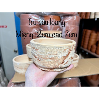 Chậu đất nung trụ bầu loang 12x7cm - chậu miệng 12cm - chậu đất nung 12cm