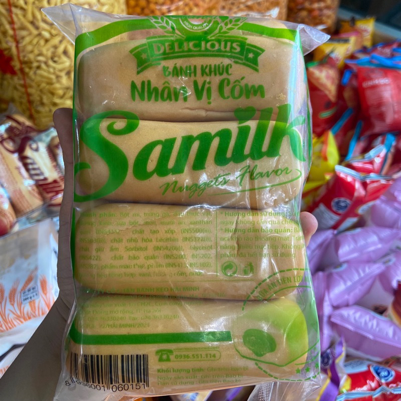 Bánh mì Samilk nhân vị cốm/ socola, túi 8 chiếc bánh mì khúc hàng mới