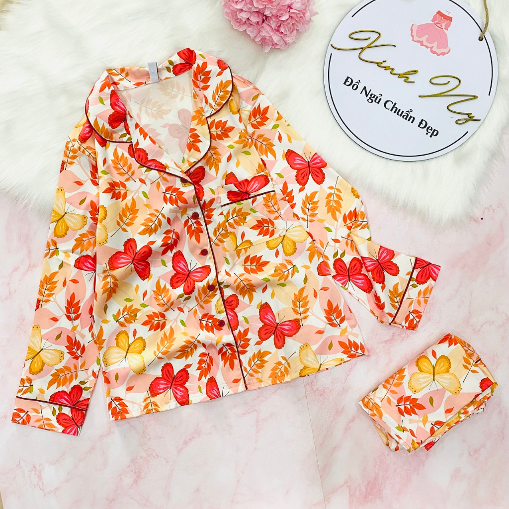 Đồ ngủ mặc nhà pijama quần dài tay dài chất lụa tơ mềm mại nhiều họa tiết dễ thương Hàng Có Size
