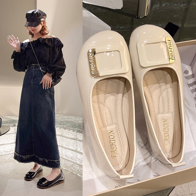 Giày búp bê mũi tròn da bóng BIG SIZE 40-41-42-43