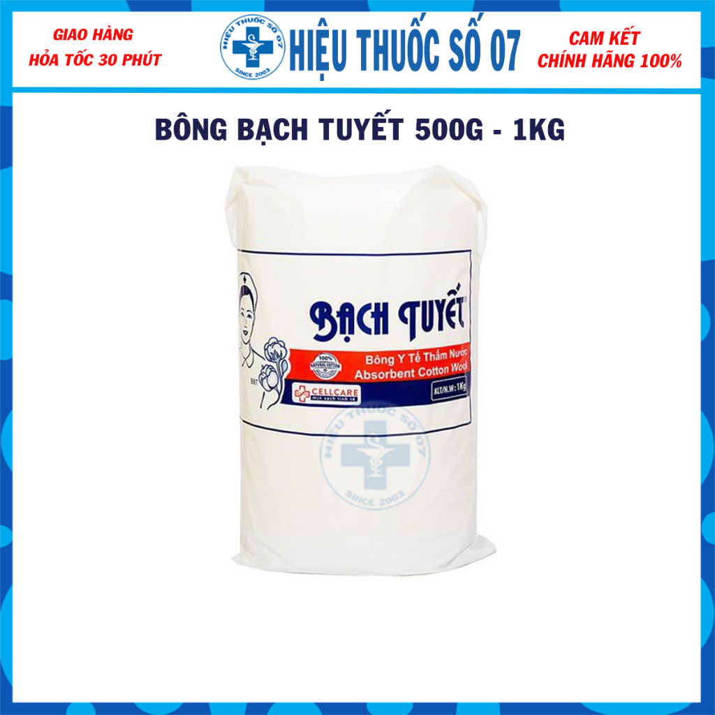 Bông gòn y tế Bạch Tuyết gói 500g/1kg siêu to khổng lồ - Dùng chăm sóc cá nhân và chăm sóc y tế