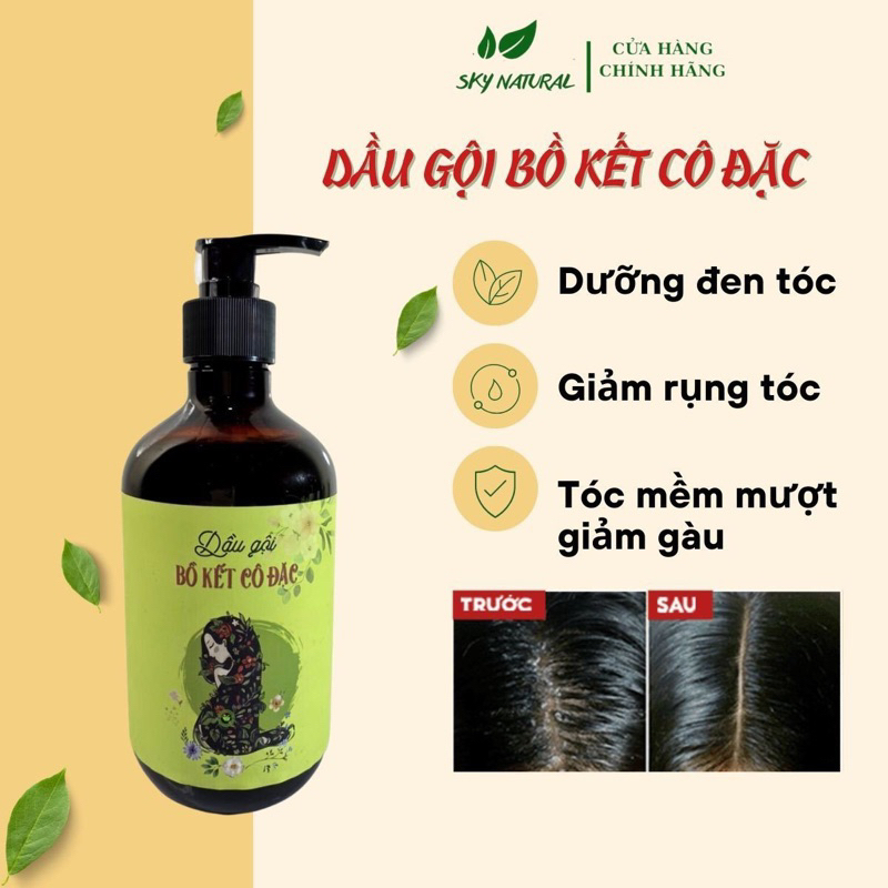 Dầu gội bồ kết kích mọc tóc , chăm sóc tóc chống rụng tóc , phục hồi tóc từ thảo dược 500ml