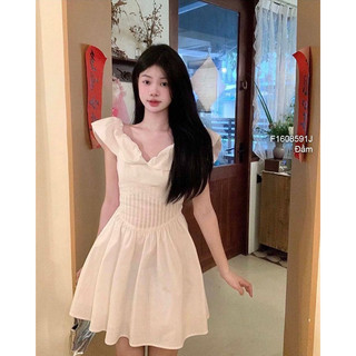Đầm xòe thô xếp li eo bẹt vai 0823 thaotranshop90 [kèm ảnh thật chụp sàn]