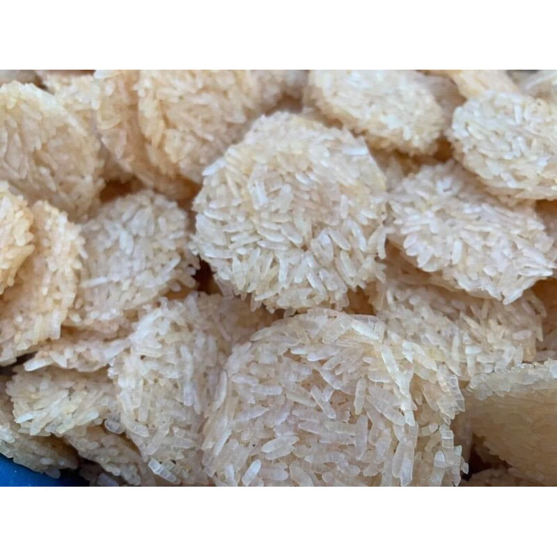 500g cơm cháy mini tròn nếp chưa chiên túi zip