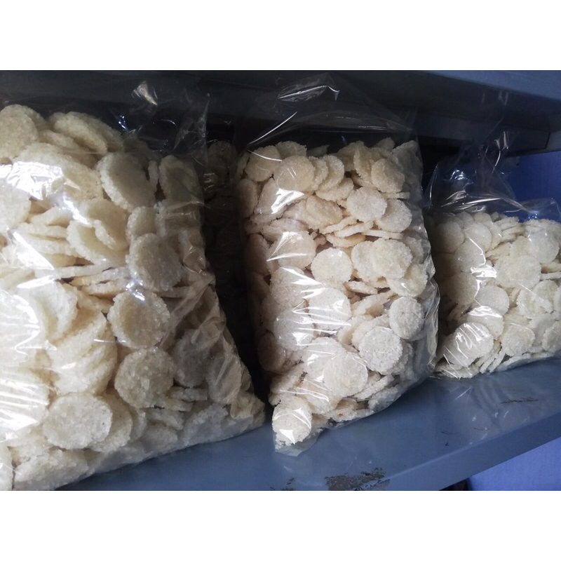 500g cơm cháy mini tròn nếp chưa chiên túi zip