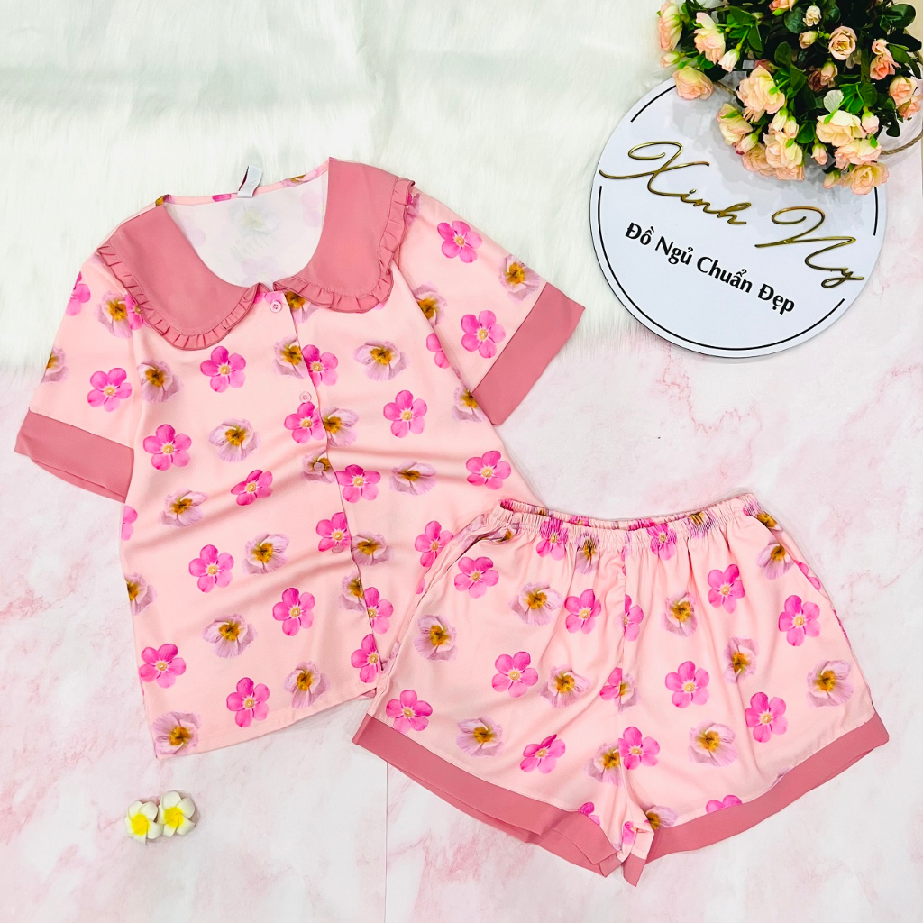 Đồ ngủ pijama quần đùi lụa mango siêu mềm mịn họa tiết dễ thương Hàng Có Size