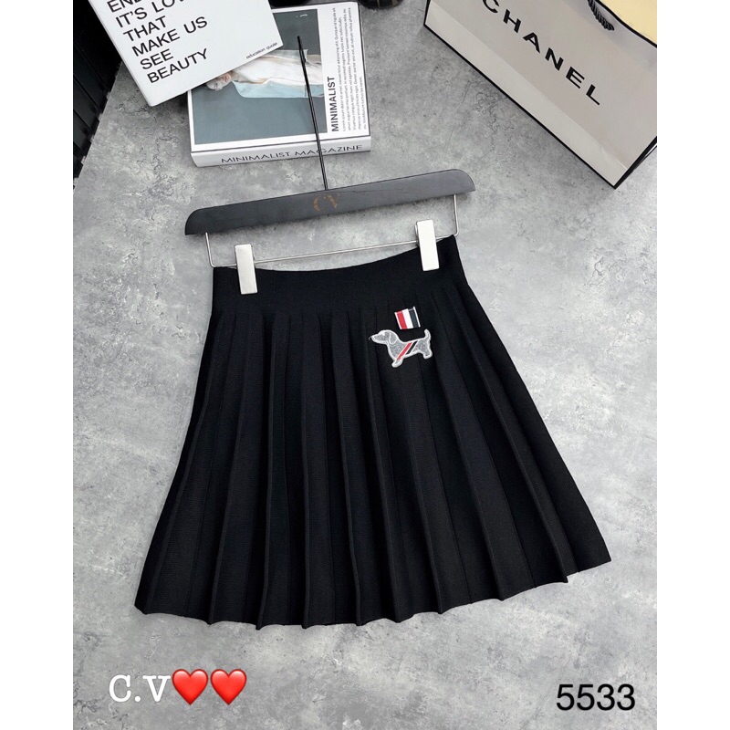 Chân váy nỉ len xếp ly hoạ tiết 🐕 TB hàng QCL1
