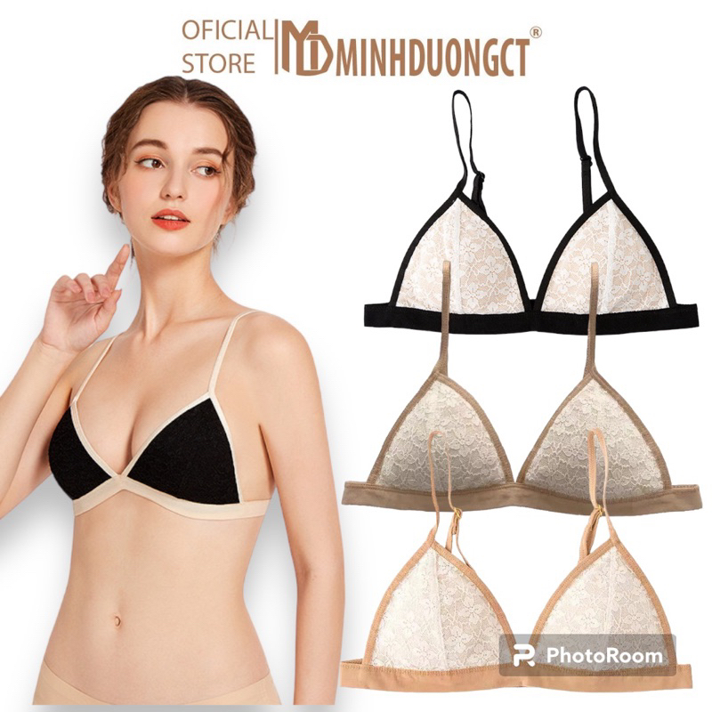Áo Lót Ren Viền Phối Màu Sang Trọng Có Mút Tháo Rời- Áo Bra ren Phối Màu Xinh Xắn X2 [Minhduongct]