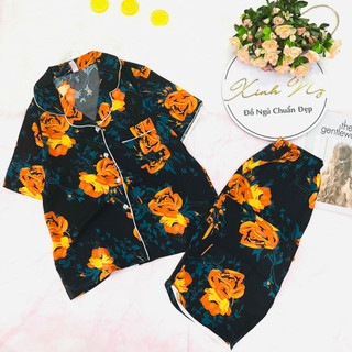 Pijama quần lửng lụa mango mềm mịn Có Size Lớn 75kg mặc đôi mẹ con