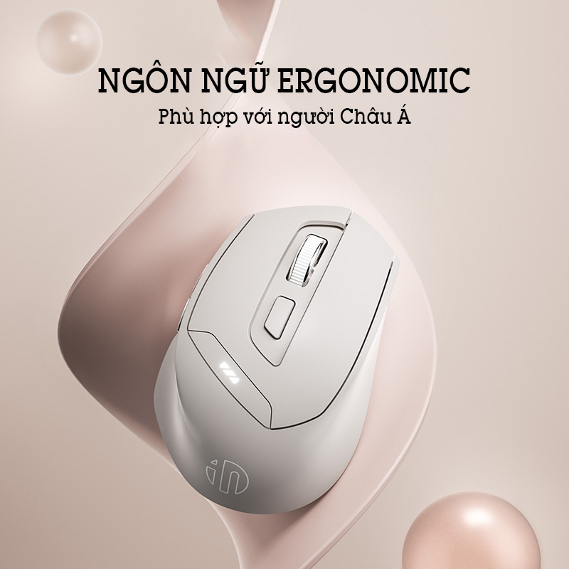 Chuột không dây bluetooth ba mode kết nối inphic DR6/DR8 sạc pin chống ồn hiển thị mức pin, độ nhạy 1600dpi