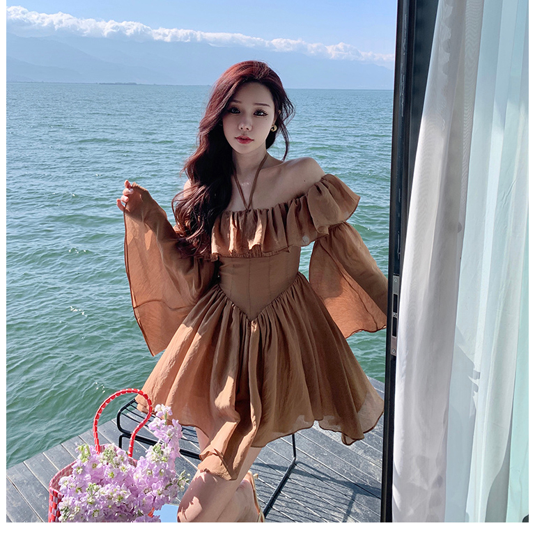 VÁY ĐẦM DÀI TAY TRỄ VAI BÈO DÁNG XOÈ TGFASHION