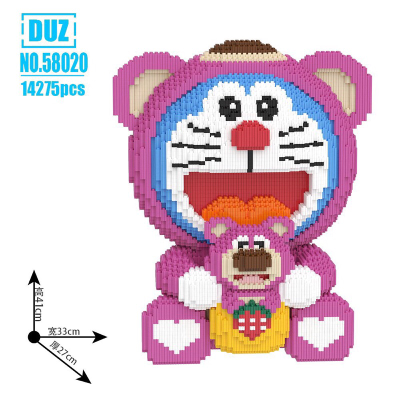 Đồ chơi xếp hình lắp ráp mô hình cỡ lớn gấu dâu 34cm-50cm nano 3D  TẶNG KÈM BÚA