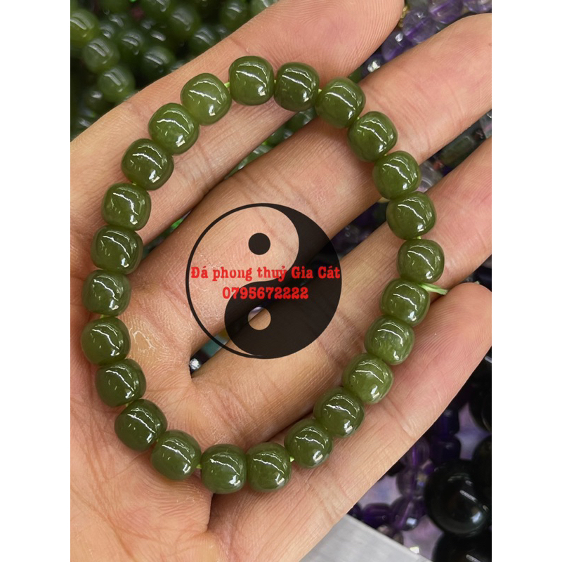 Vòng lu ngọc đá ngọc hoà điền siêu đẹp mịn 8mm kiểm định