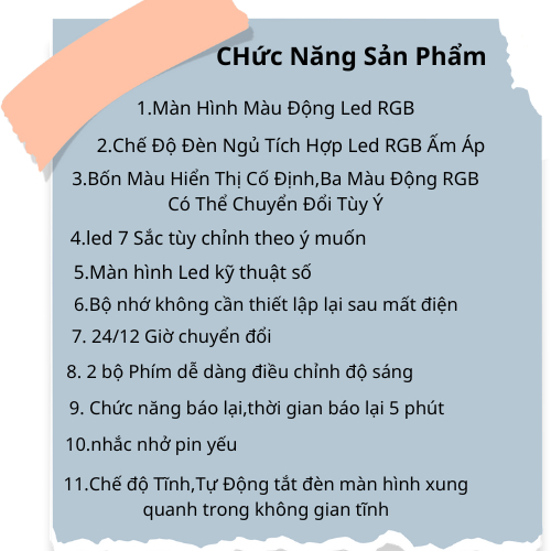 Đồng Hồ Derco Phòng Ngủ RGB Đèn Led Đa Sắc Âm Thanh Báo Thức Lớn CHÍNH HÃNG DL TECH
