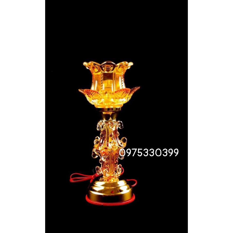 Đèn thờ thuỷ tinh LED hoa sen 1 bông cao 30cm. ảnh tự chụp