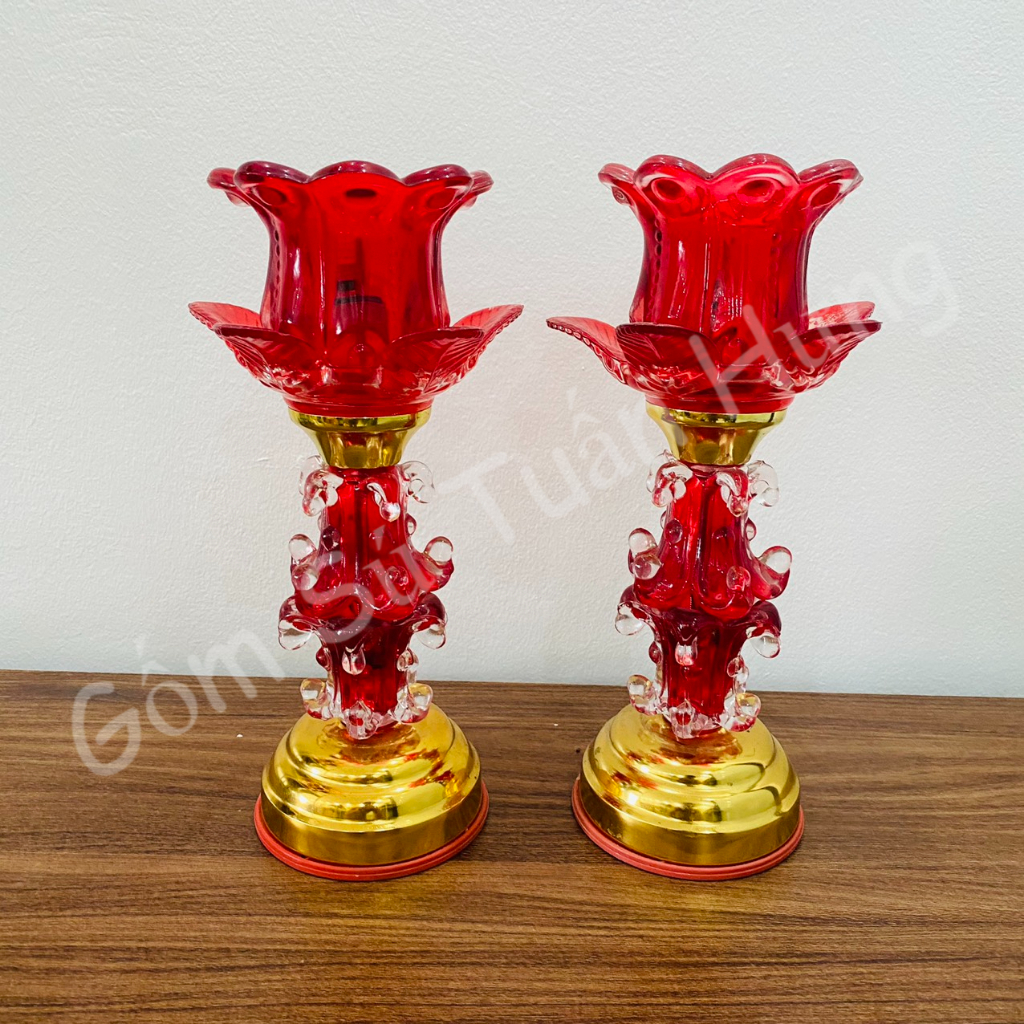 Đèn thờ thuỷ tinh LED hoa sen 1 bông cao 30cm. ảnh tự chụp