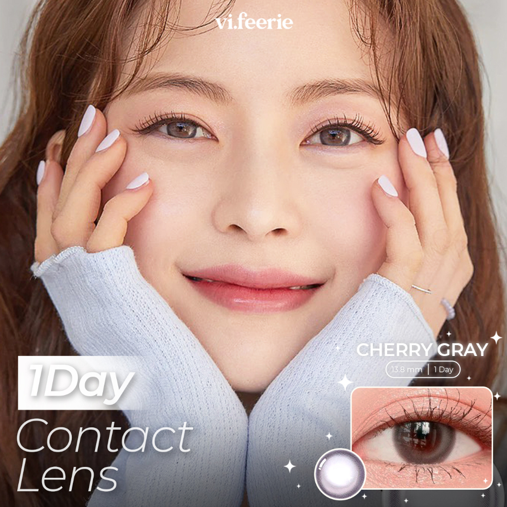 Kính áp tròng (lens) 1 ngày Cherry Gray đủ độ cận-VF Lens