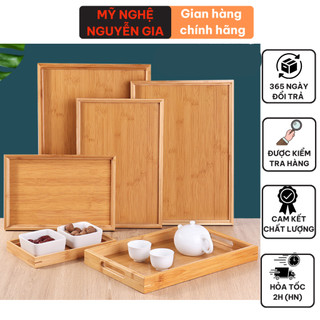 Khay gỗ tre decor đựng trà bưng bê đồ ăn đa năng