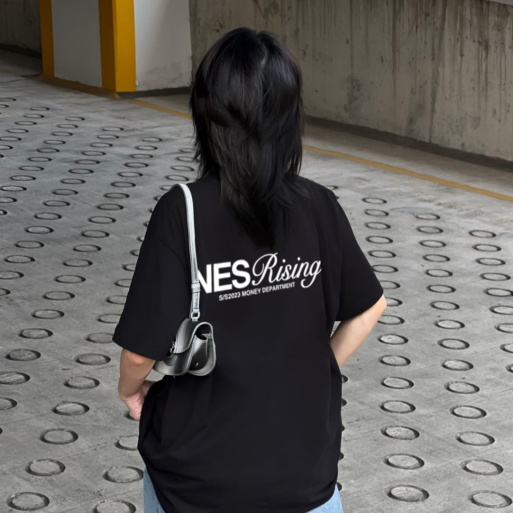 Áo thun nam nữ Nes Rising local brand form rộng 100% cotton 250gsm bo cổ dày dặn 98stu logo