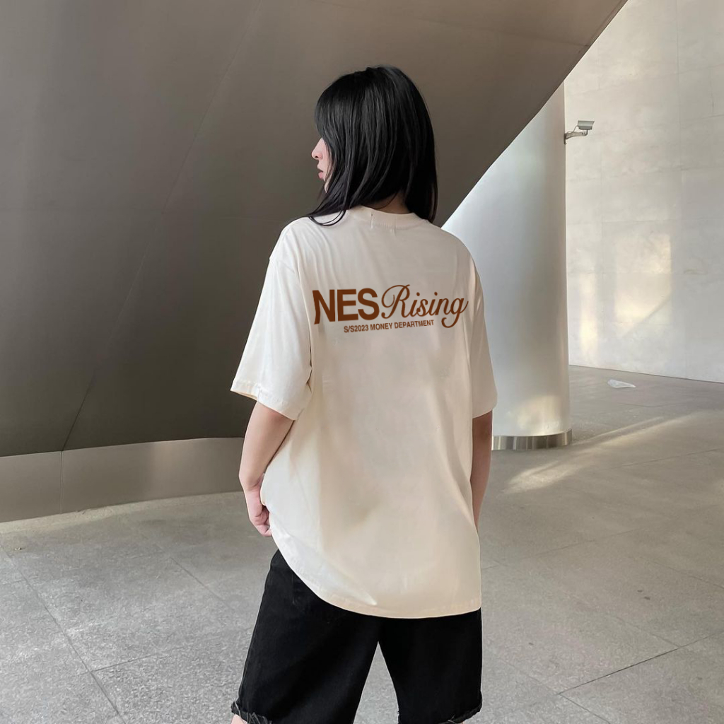 Áo thun nam nữ Nes Rising local brand form rộng 100% cotton 250gsm bo cổ dày dặn 98stu logo