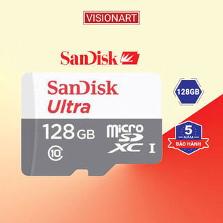 Thẻ nhớ camera, điện thoại 128GB Sandisk Ultra tốc độ cao - Bảo hành 5 năm - Vision Art