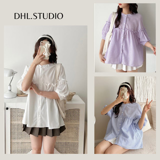 Áo babydoll ba lỗ cổ tròn bèo trắng D63