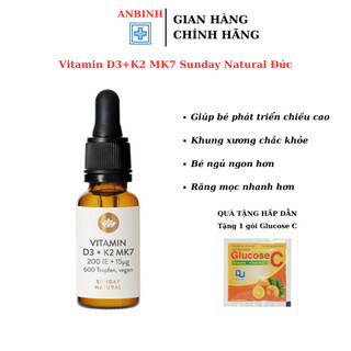 [CHỐNG CÒI XƯƠNG CHO BÉ] K2 MK 7, Vitamin D3, Sunday Natural, Loại Nhỏ Giọt Hàng Ngày Cho Trẻ Sơ Sinh – Hàng Nội Địa Đức