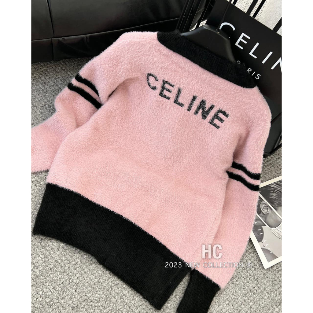 Áo khoác len lông thỏ mềm CE.LINE pha 3 màu