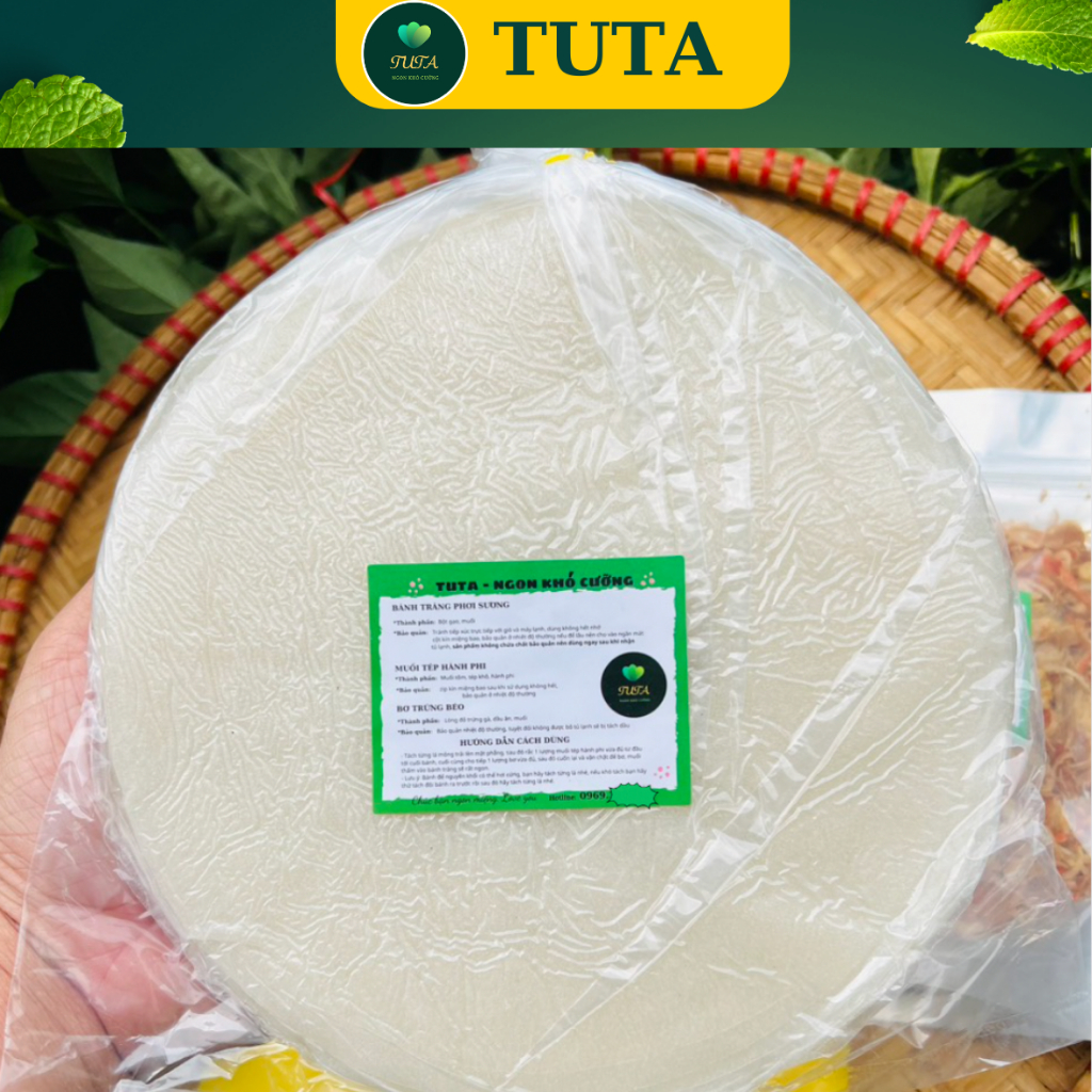 Bánh Tráng Phơi Sương 💖TUTA💖 600g bánh+Muối Tép Hành Phi Siêu Thơm