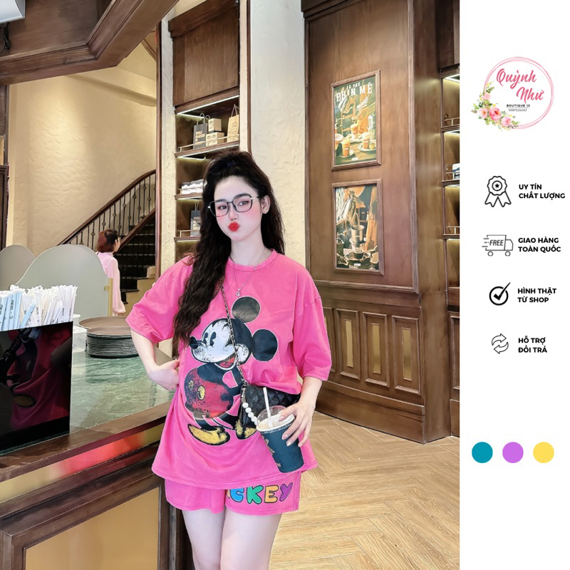 Sét bộ nữ mickey loang thái cao cấp mặc đi chơi sang chảnh áo form rộng giấu quần freesize dưới 62kg