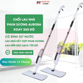 Chổi lau nhà phun sương xoay 360 độ , cây lau nhà thông minh phun sương - pt
