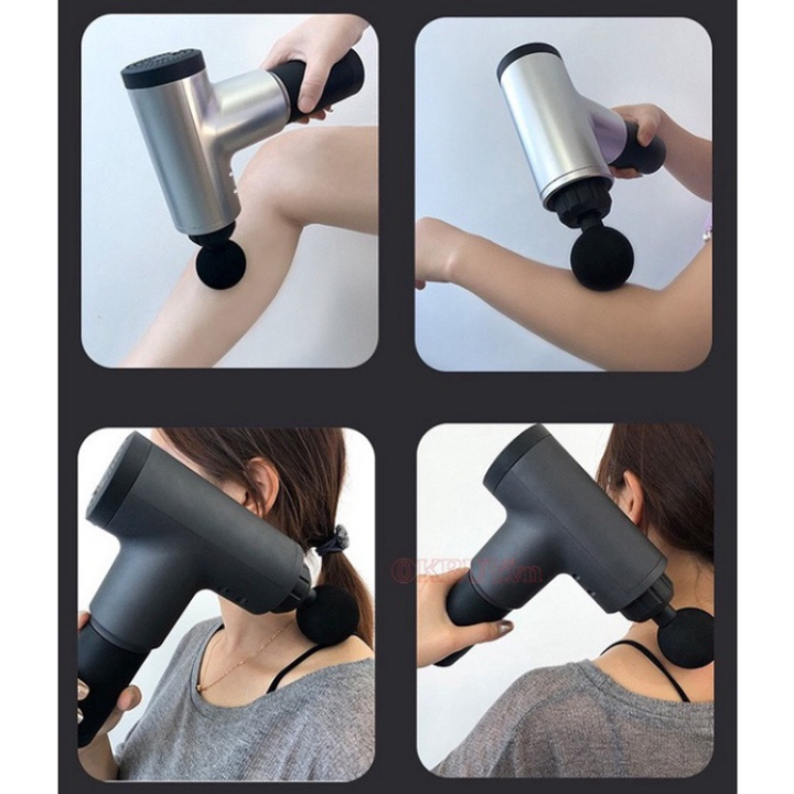 Máy massage toàn thân  4 đầu 6 chế độ - Súng massage cầm tay