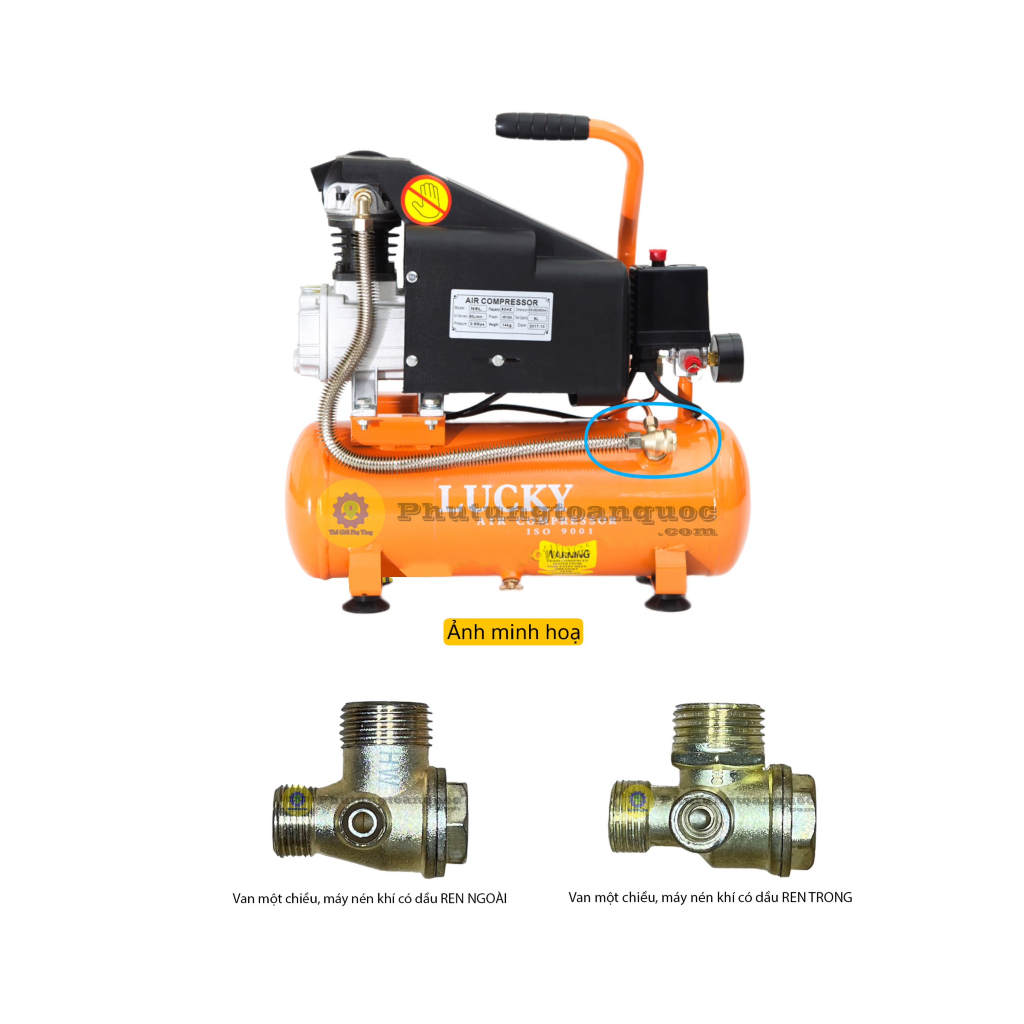 Van Một Chiều Máy Nén Khí Có Dầu REN TRONG Hoặc REN NGOÀI Dùng Chung Các Hãng Máy Nén Khí mini Cùng Thông Số