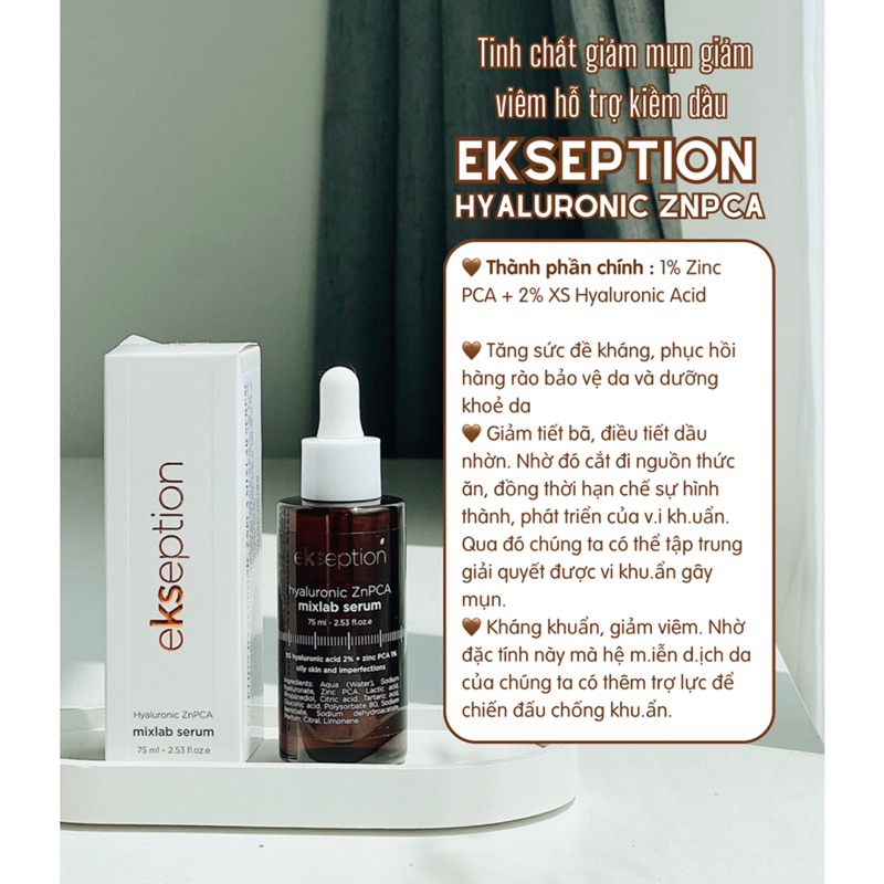 Serum Ekseption tinh chất kẽm ZnPCA kiềm dầu giảm vi.êm hỗ trợ giảm mụn gom cồi mụn ZnPCA